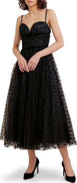 FREEMARKET Heart Point d'Esprit Midi Cocktail Dress