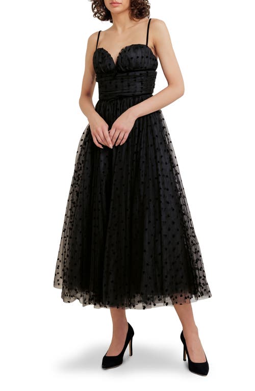 Freemarket Heart Point D'esprit Midi Cocktail Dress In Black