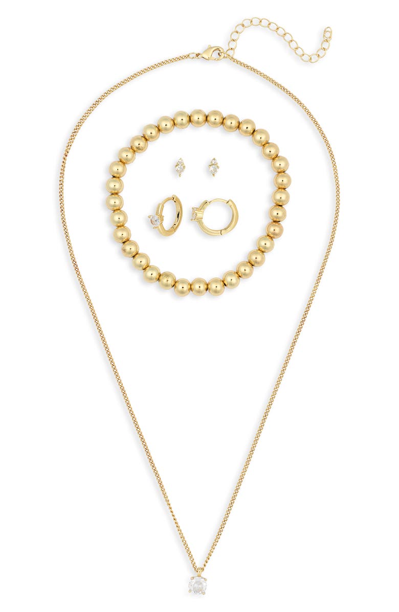 Leith Cubic Zirconia 4-Piece Assorted Jewelry Set, Alternate, color, Clear- Gold