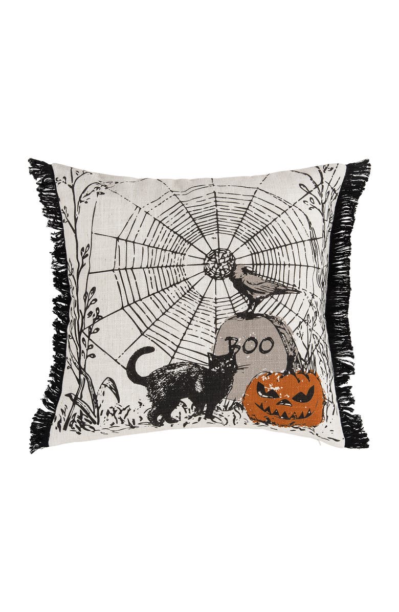 C&F Home Jol Boo Spider Web Halloween Printed Throw Pillow, 18" x 18", Main, color, Beige