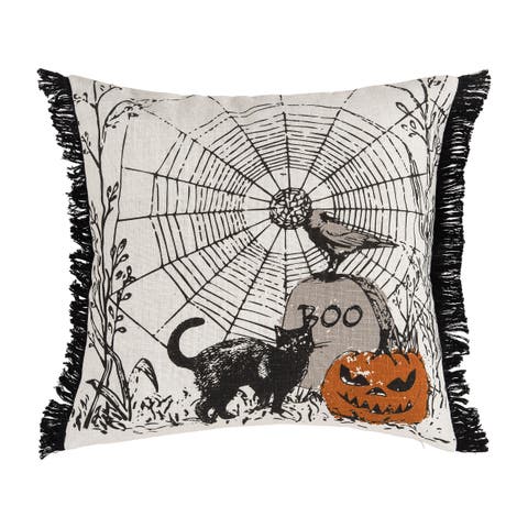 Jol Boo Spider Web Halloween Printed Throw Pillow, 18" x 18"