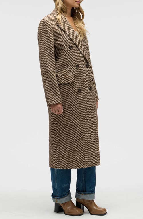 Nvlt Chevron Double Breasted Coat In Brown