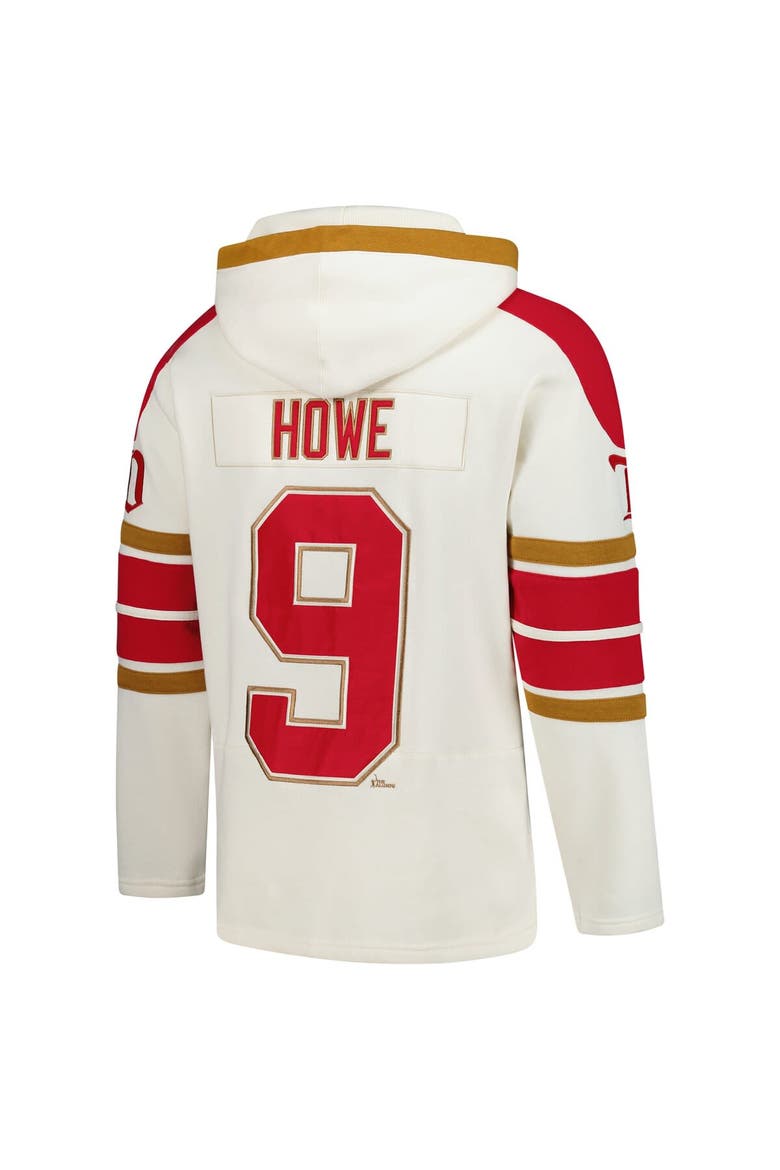 Men's '47 Gordie Howe Cream Detroit Red Wings Blue Line Heritage Name & Number Lace-Up Pullover Hoodie, Alternate, color, Cream