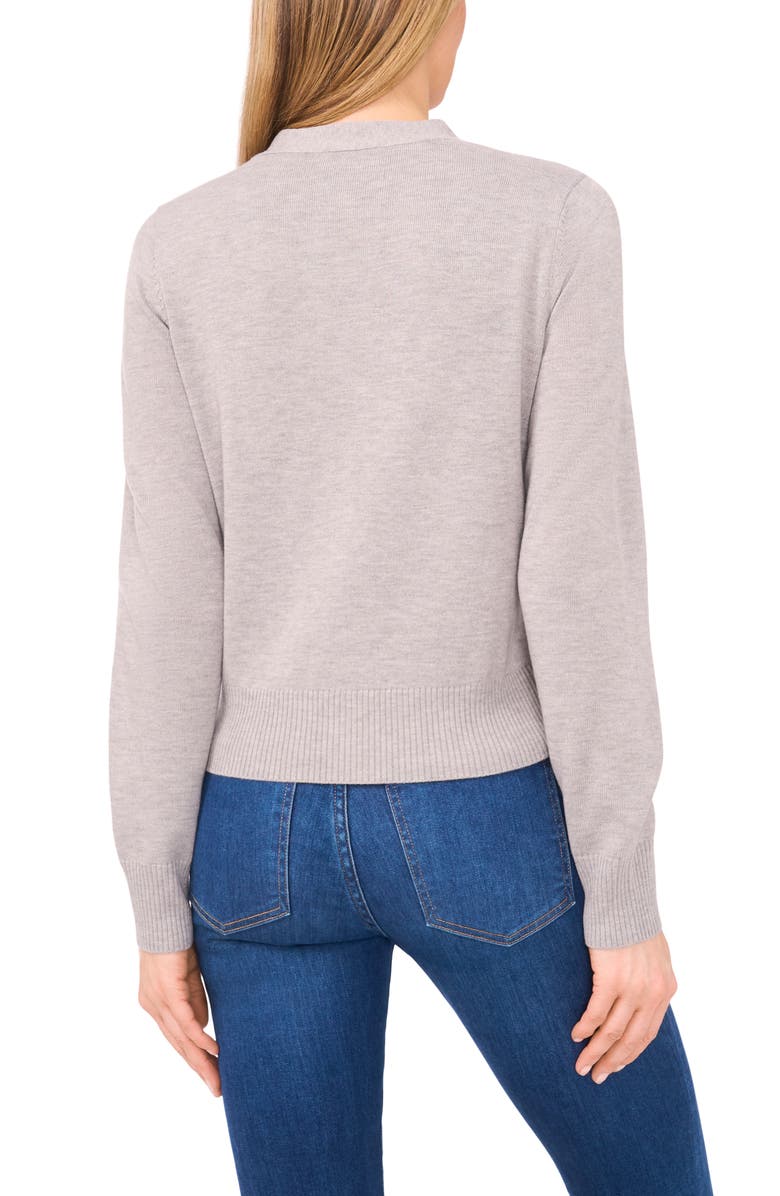 CeCe Tie Neck Cardigan, Alternate, color, Light Heather Grey