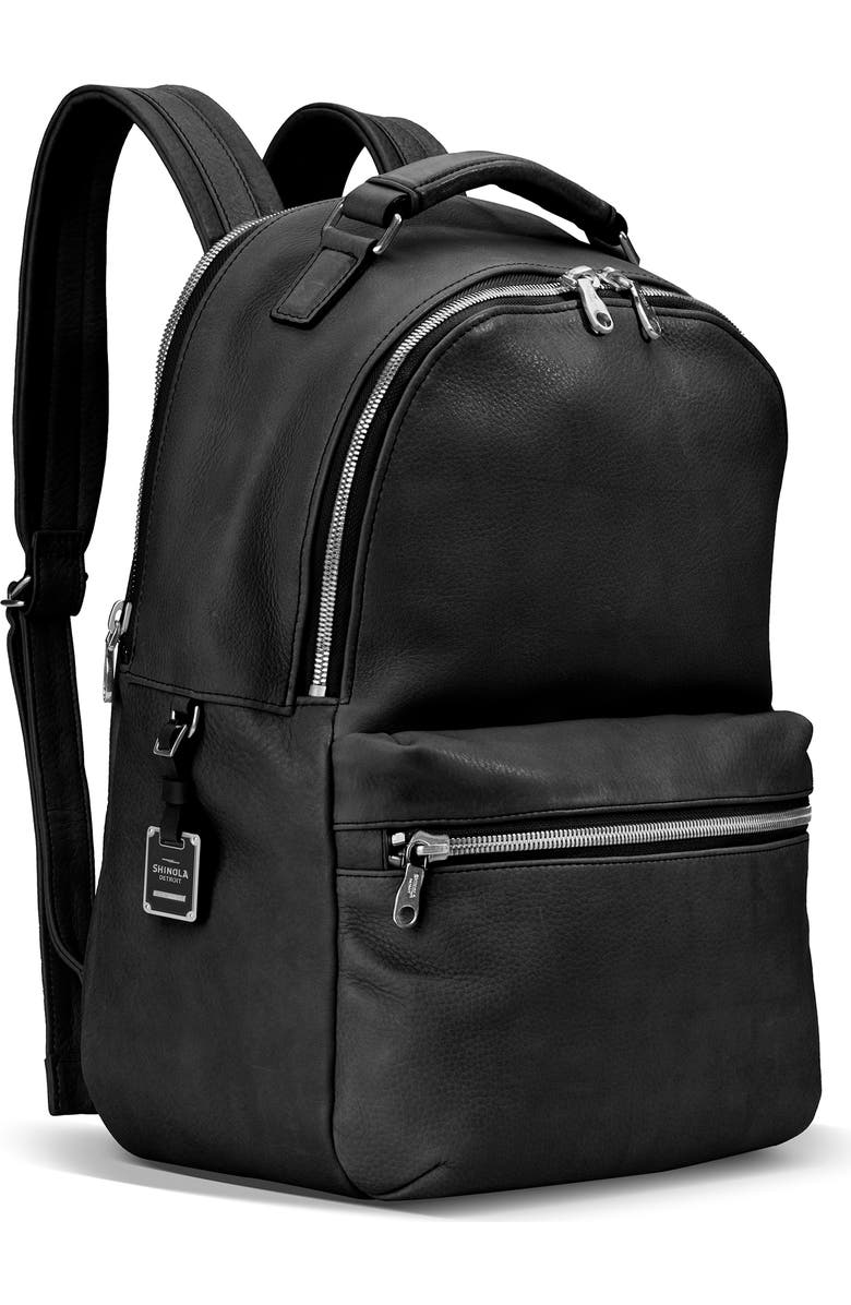 Shinola Runwell Leather Backpack, Alternate, color, Black
