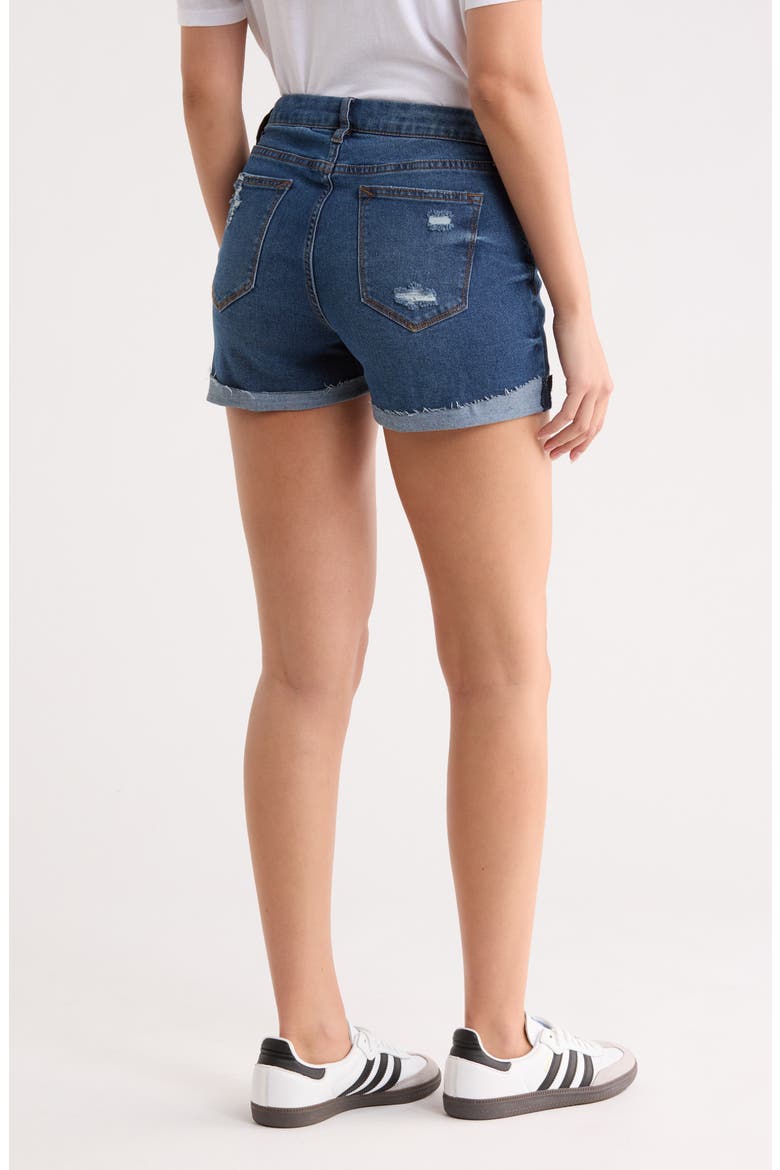 Distressed Cuff Shorts, Alternate, color, DARK WASH