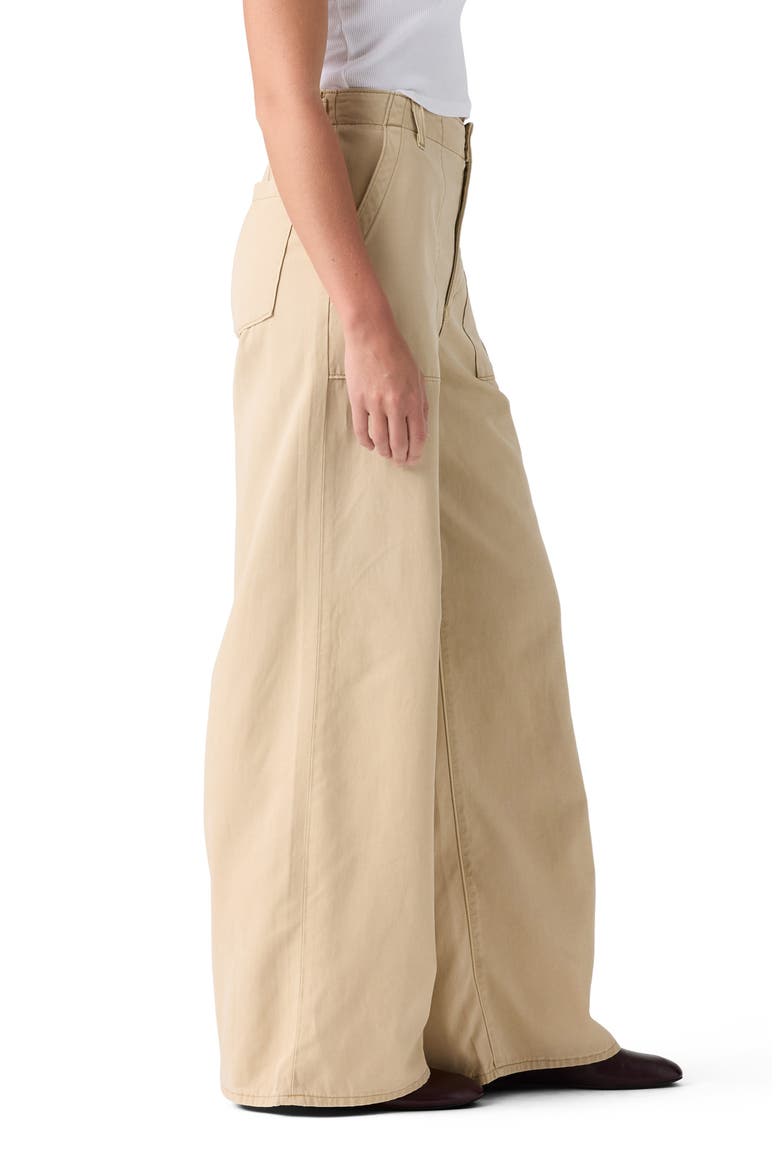 Cinch High Waist Baggy Wide Leg Fatigue Pants, Alternate, color, TENCEL WHITE PEPPER