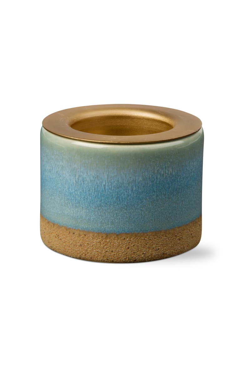 Glazed Stoneware Taper Tealight, Main, color, Blue
