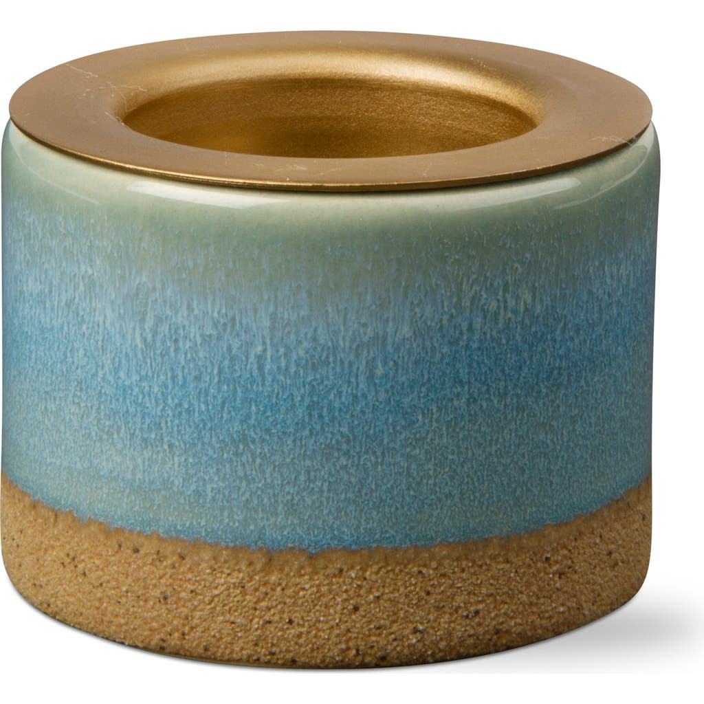 Tag Light Blue Ceramic Tealight Taper Candle Holder Set In Blue