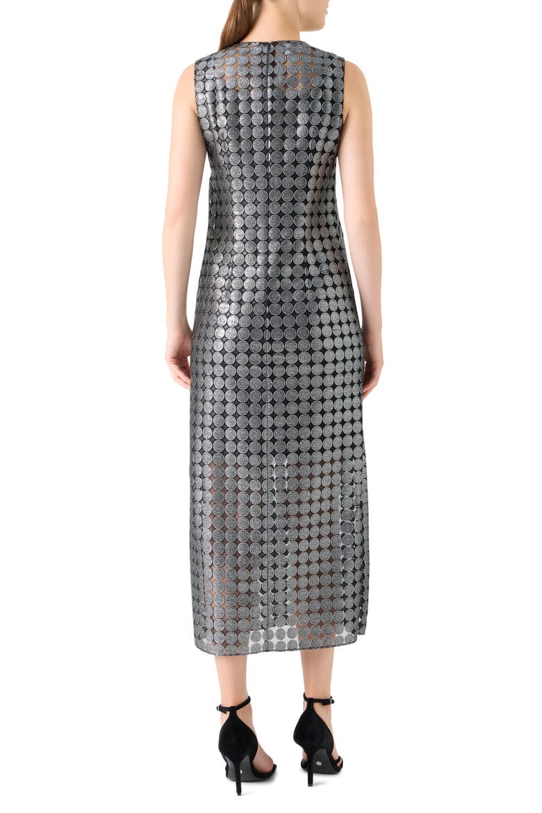 Metallic Dot Semisheer Sleeveless Dress, Alternate, color, BRUSHED STEEL