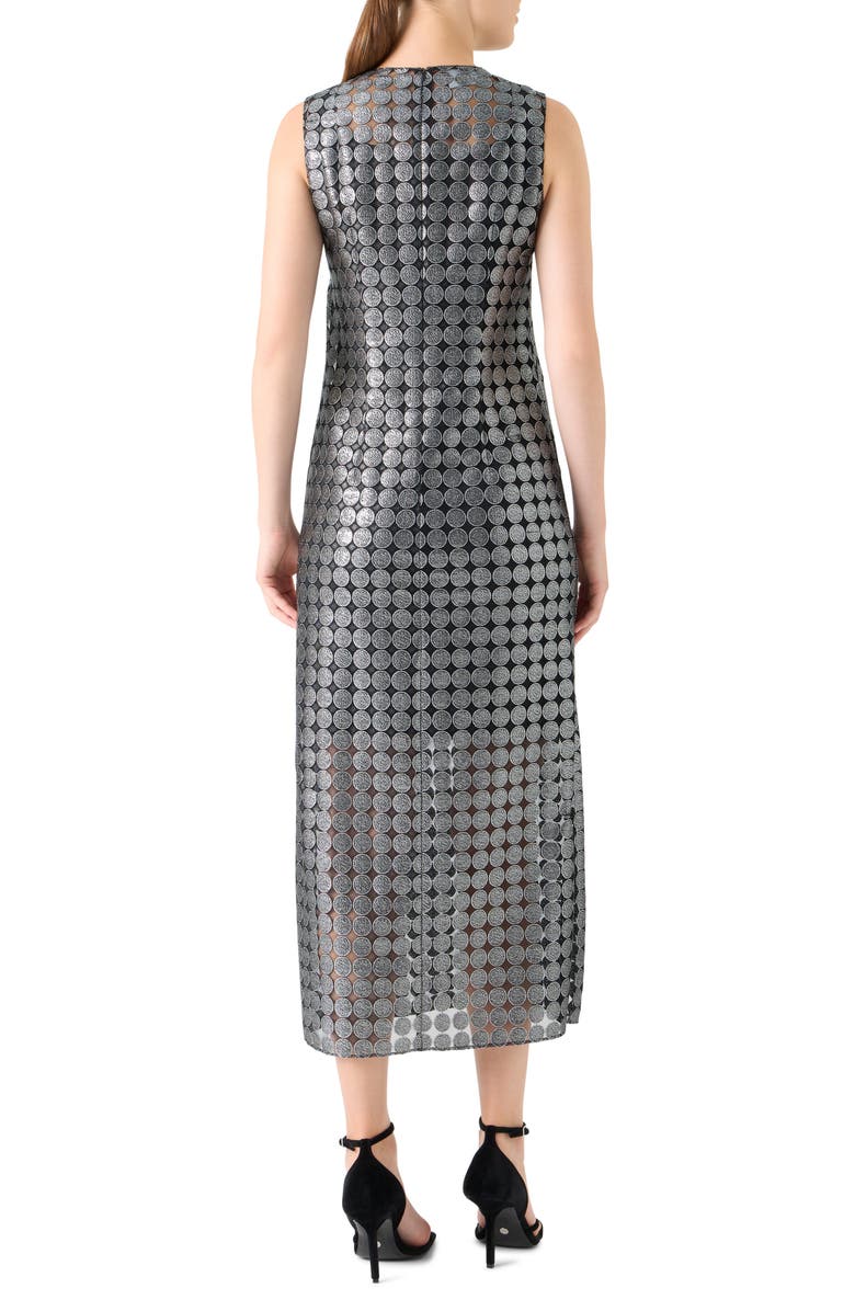 Akris punto Metallic Dot Semisheer Sleeveless Dress, Alternate, color, Brushed Steel
