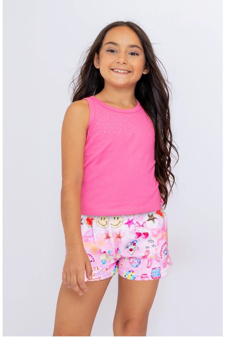 Plush Happy Collage loungewear Shorts, Alternate, color, Pink Multi