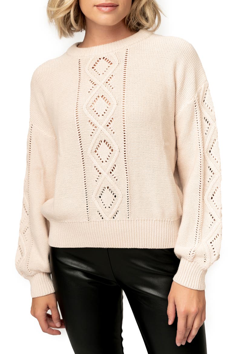 Cable Knit Sweater, Main, color, DUNE