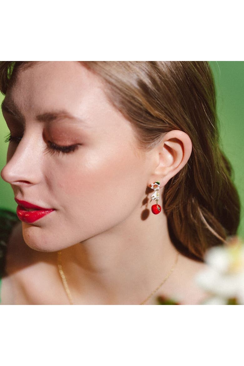Apple Blossom & Mouse Drop Earrings, Alternate, color, Apple Blossom