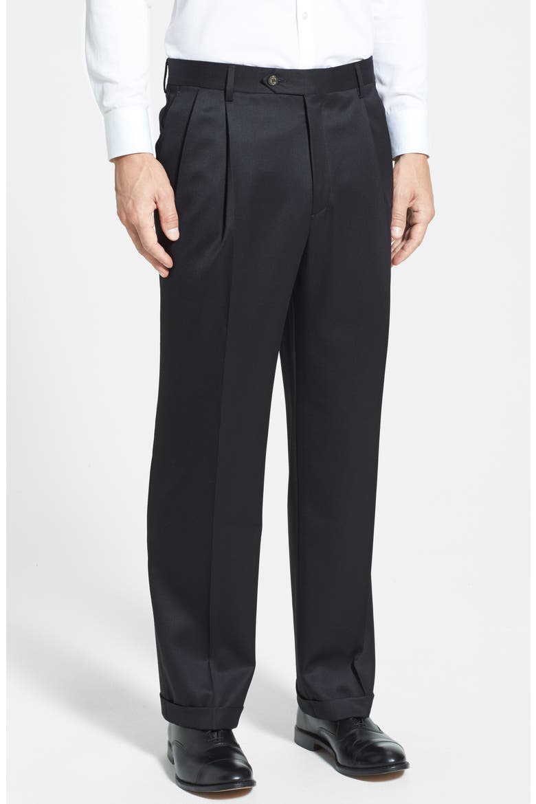 Pleated Classic Fit Wool Gabardine Dress Pants (Men) | Nordstrom