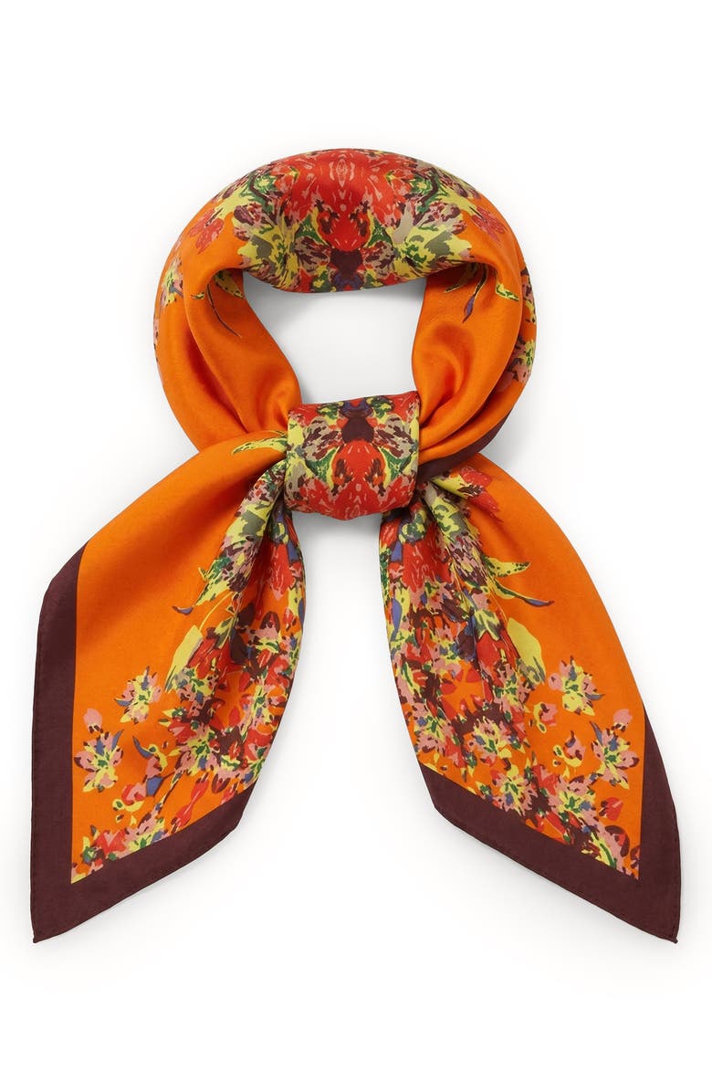 SAACHI Bloom Border Square Scarf, Alternate, color, Orange