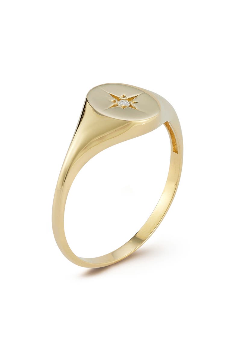 Ember Fine Jewelry 14K Gold Diamond Star Signet Ring - 0.02ct., Alternate, color, Gold