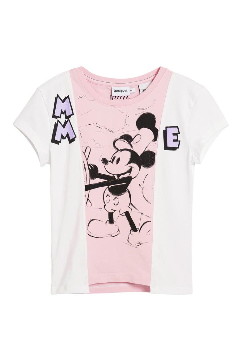 Mickey Mouse Paneled Graphic T-Shirt, Alternate, color, WHITE