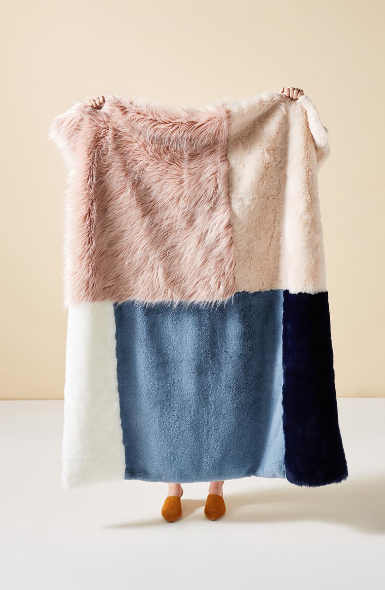 Anthropologie Home Anthropologie Tara Faux Fur Throw Blanket, Main, color,