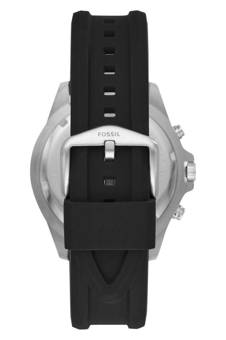 Garrett Chronograph Silicone Strap Watch, 44mm, Alternate, color, BLACK/ SILVER