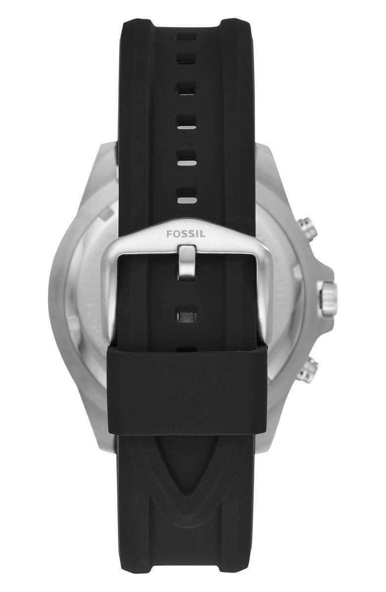 Fossil Garrett Chronograph Silicone Strap Watch, 44mm, Alternate, color, 