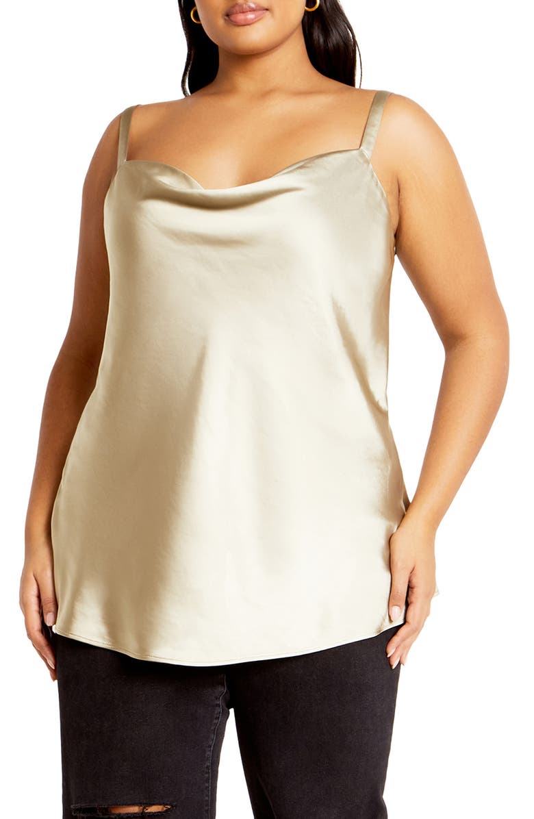 City Chic Sweet Cowl Neck Satin Camisole, Main, color, 