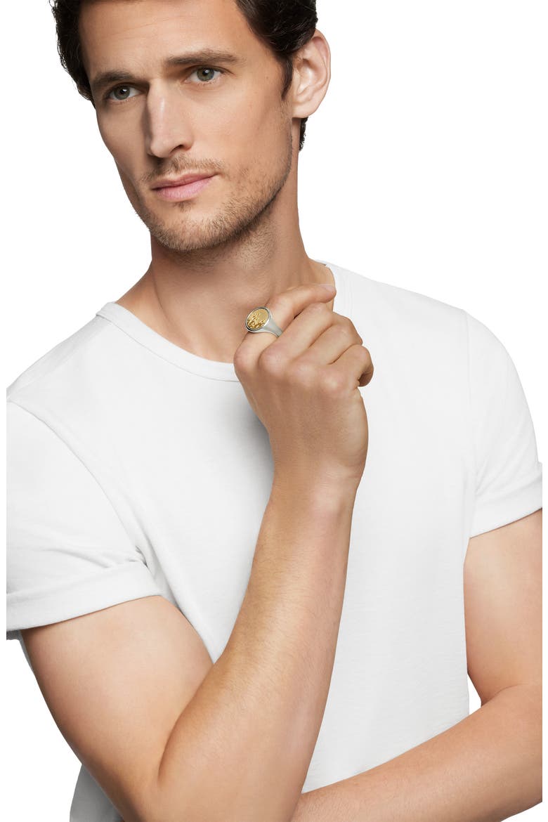 Water & Fire Duality Signet Ring in Sterling Silver with 18K Yellow Gold, Alternate, color, STERLING SILVER W/ 18K GOLD