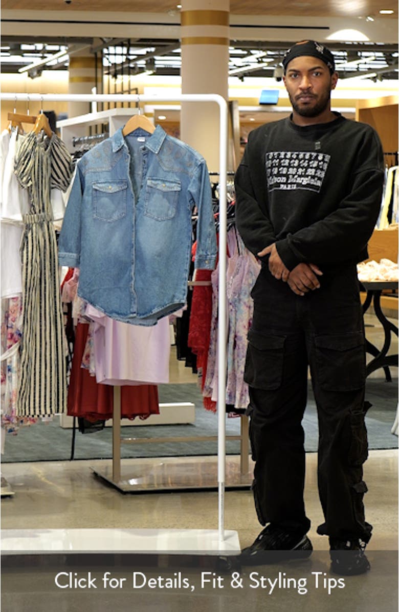 Kids' Embroidered Long Sleeve Denim Western Shirtdress, sales video thumbnail