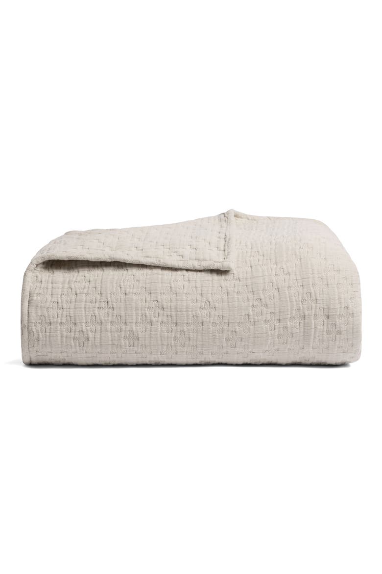 Desert Cotton Jacquard Coverlet, Main, color, BONE