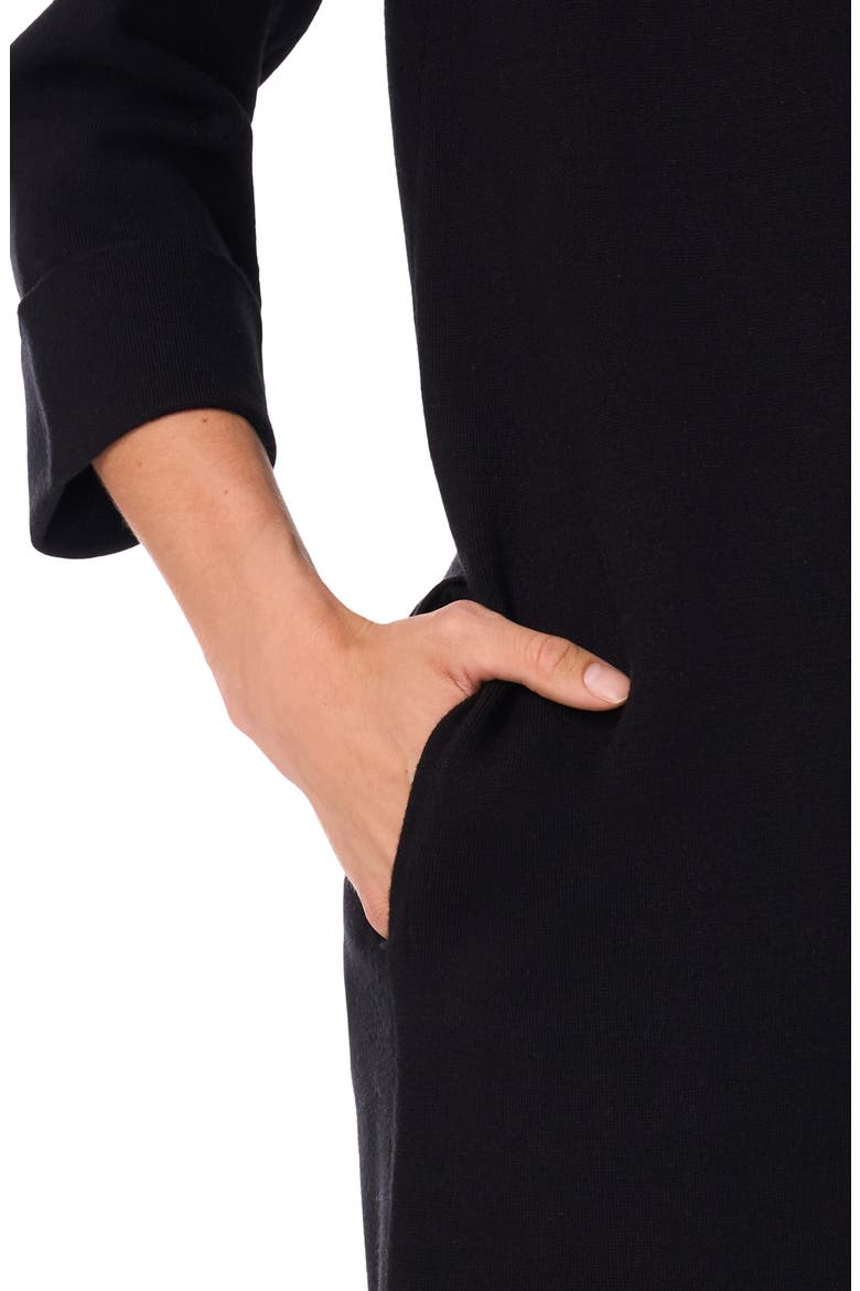 Open Front Three Quarter Sleeve Longline Cardigan, Alternate, color, RICH BLACK