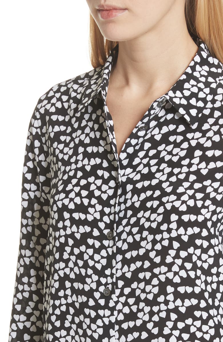 Equipment Essential Heart Print Silk Shirt, Alternate, color, 