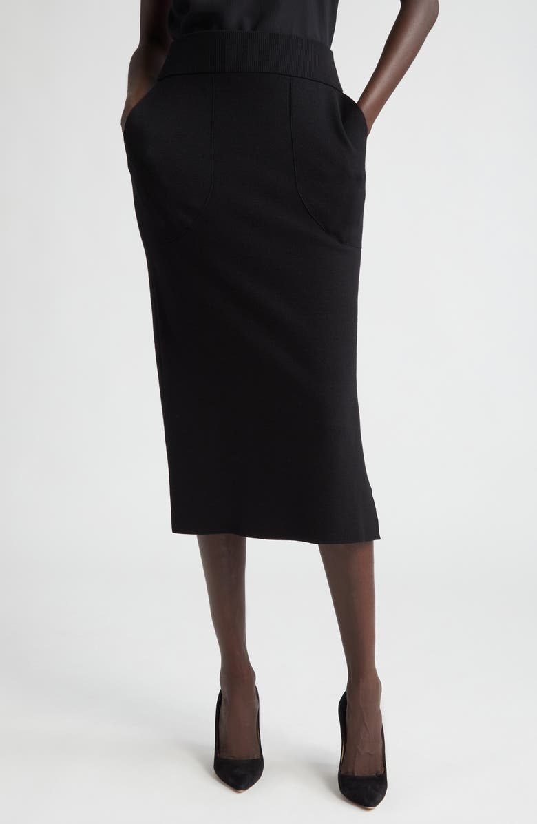 Akris punto Wool Stretch Knit Pencil Skirt, Main, color,