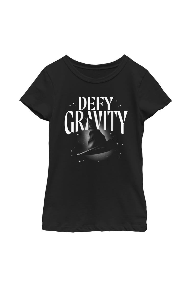 Girl's Wicked Defy Gravity Witch Hat  Graphic T-Shirt, Main, color, Black