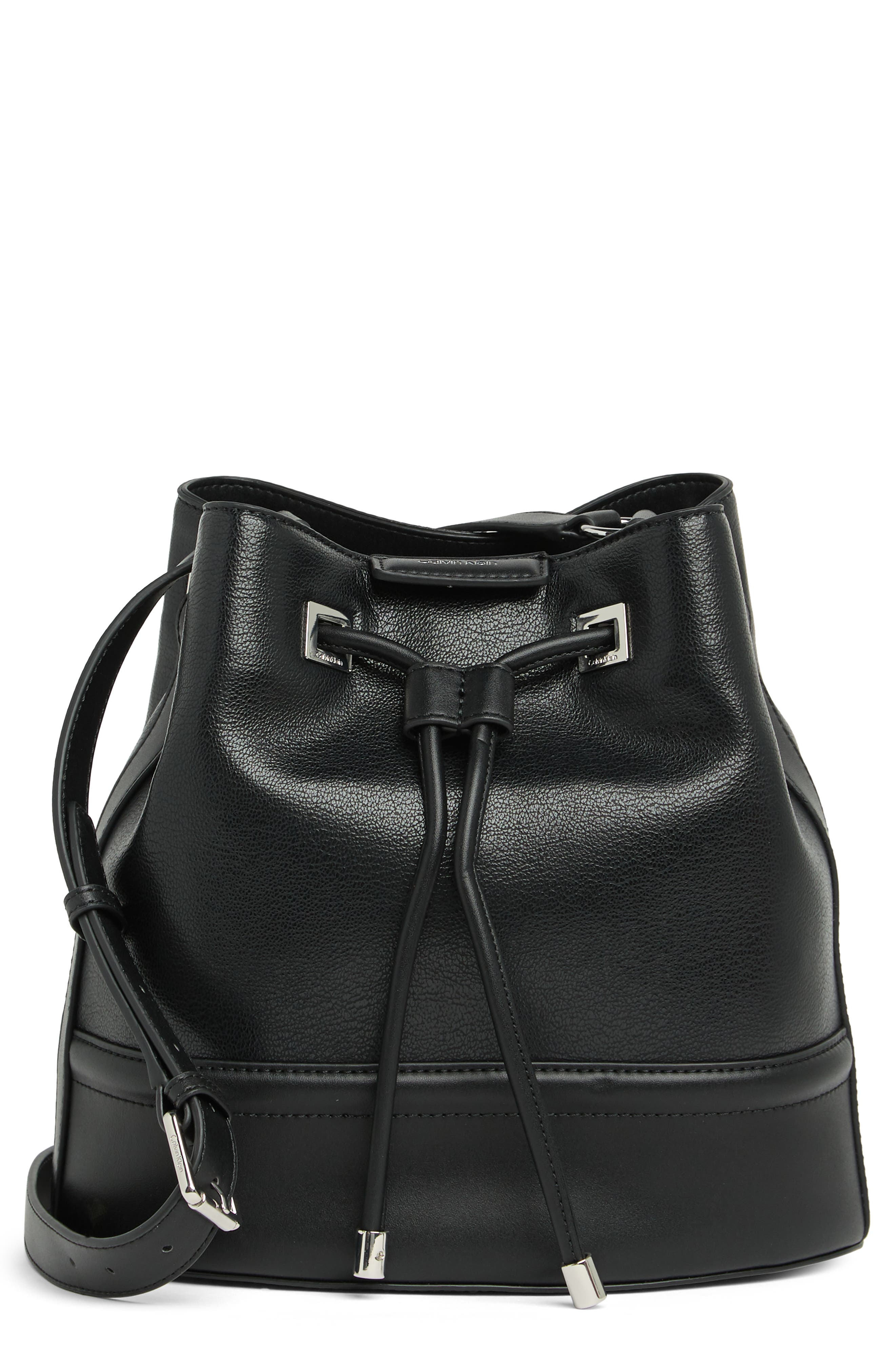 Ash Bucket Bag, Main, color, BLACK/ SILVER