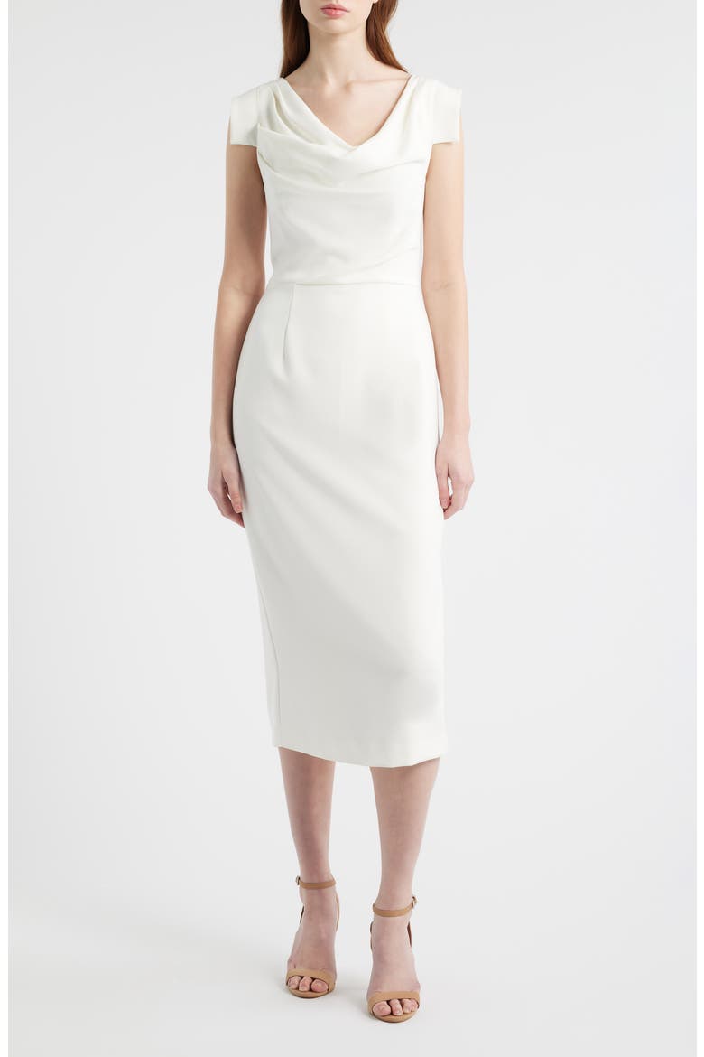 Jacqueline Midi Gabardine Sheath Dress, Main, color, PORCELAIN