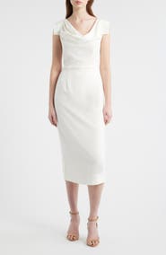 Black Halo Jacqueline Midi Gabardine Sheath Dress