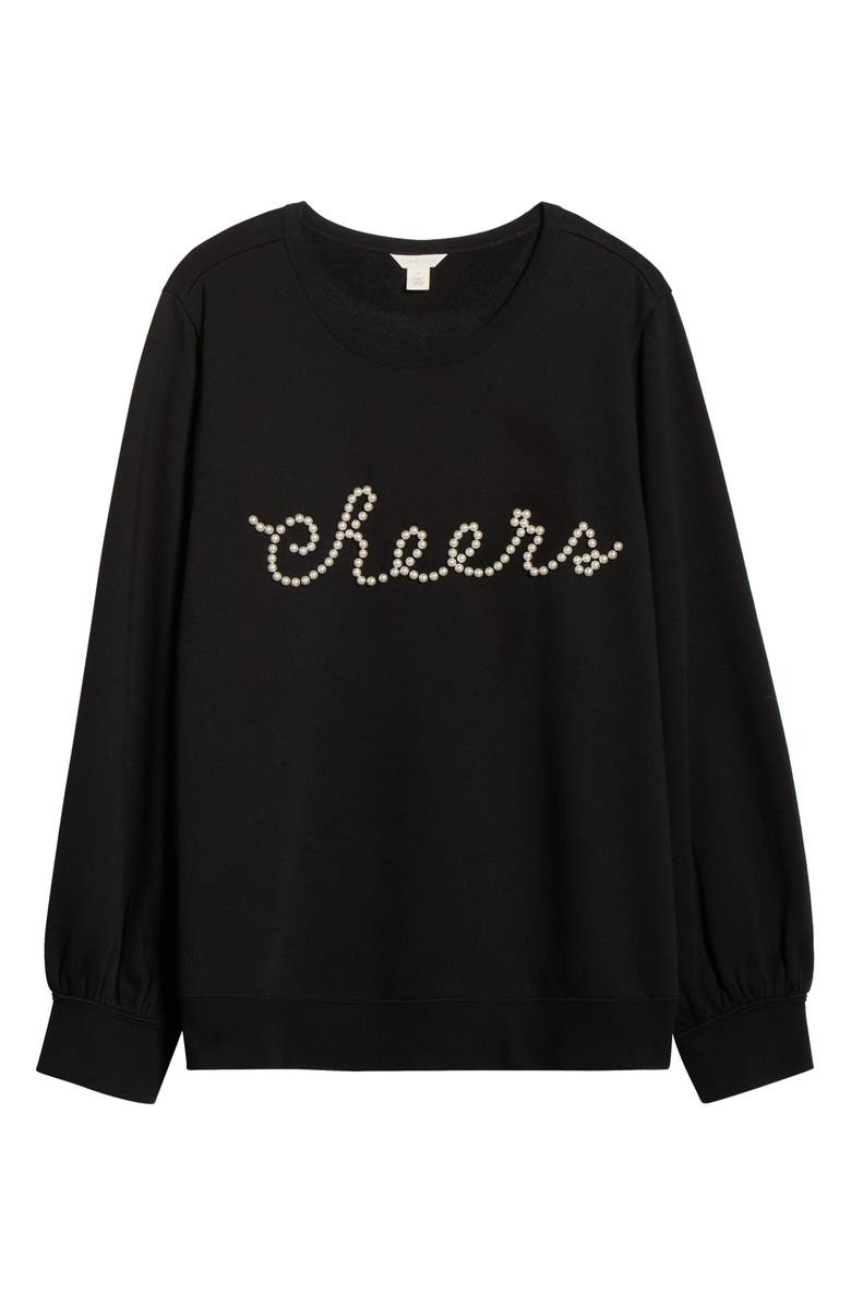 Caslon<sup>®</sup> Grethen Cheers Balloon Sleeve Sweatshirt, Alternate, color, Black Cheers Ember