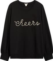 Caslon® Grethen Cheers Balloon Sleeve Sweatshirt