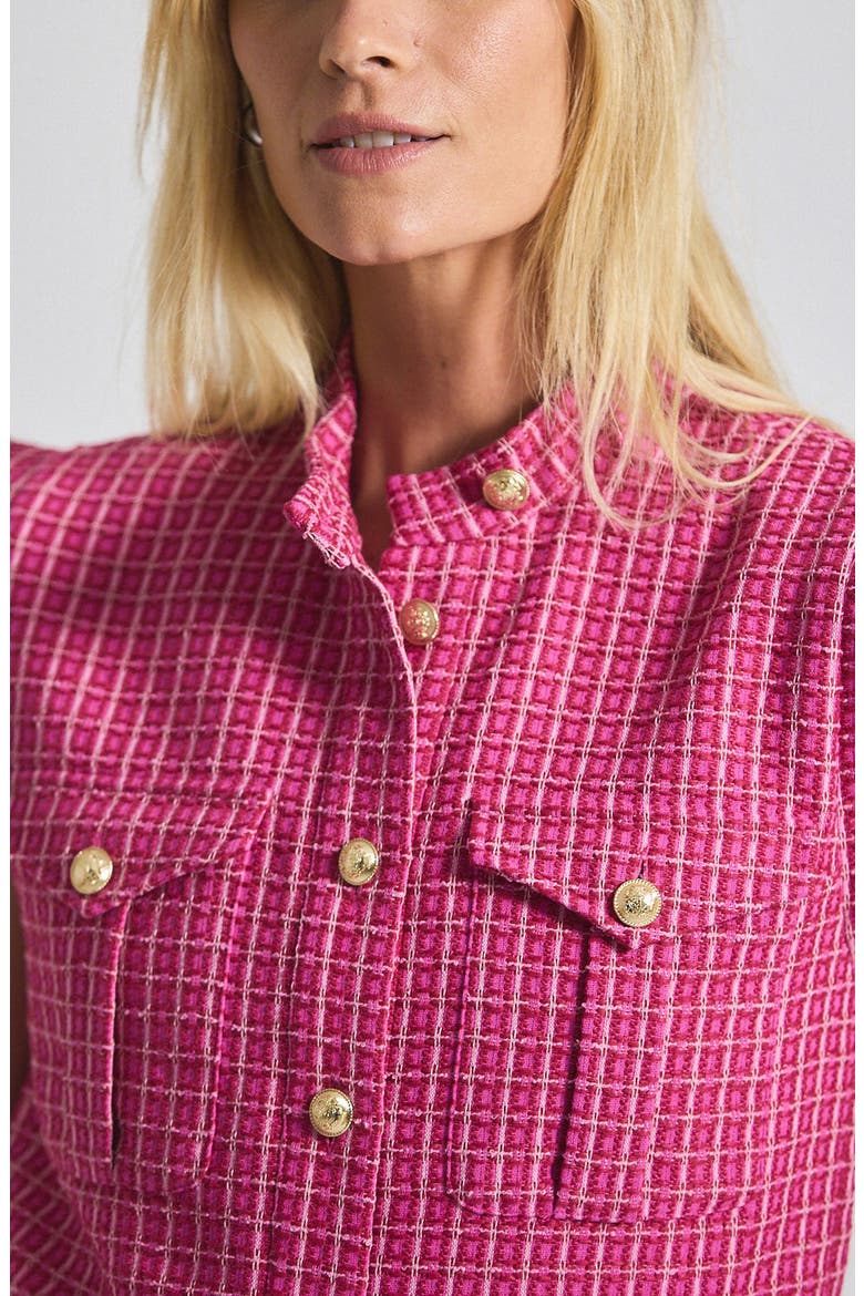 Namira Cotton Blend Tweed Vest, Alternate, color, RASPBERRY/ WHITE