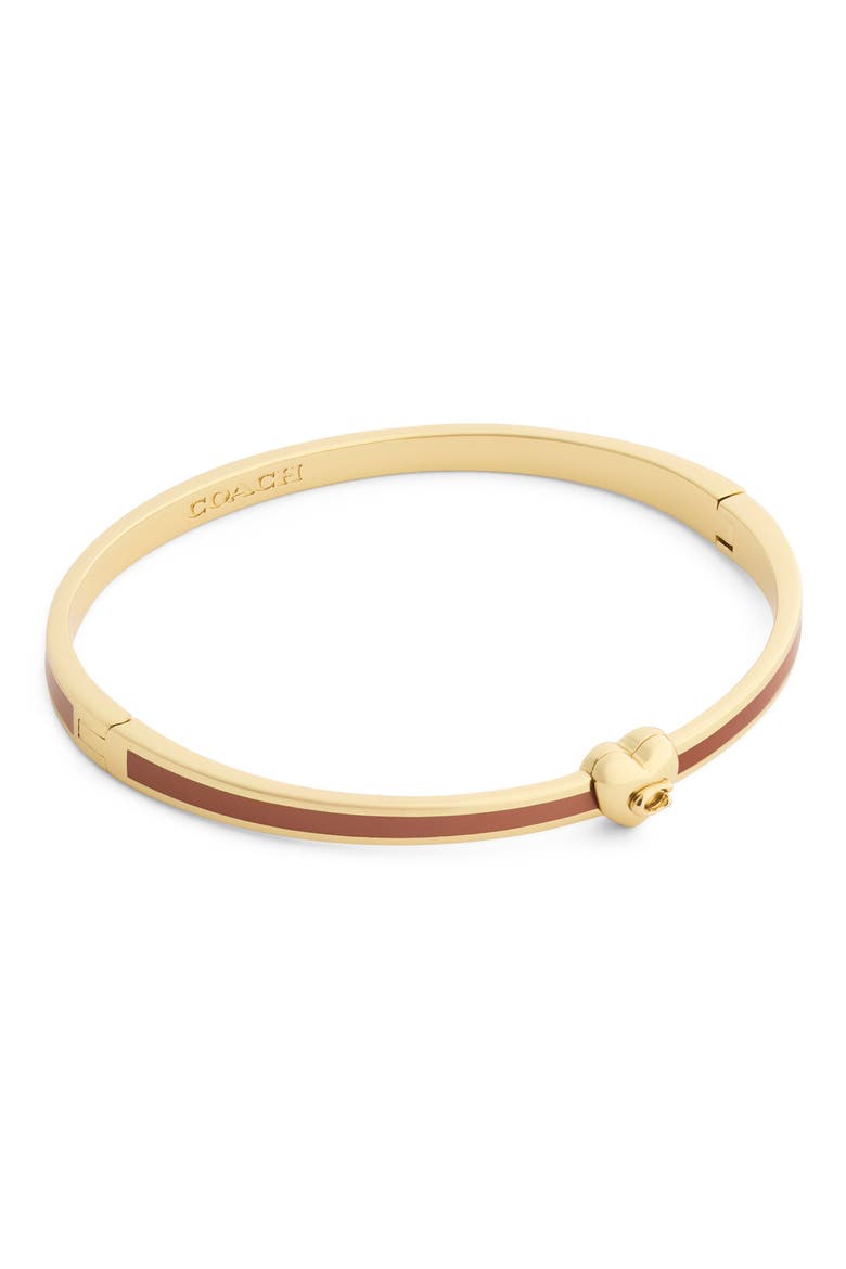 Heart Enamel Hinge Bangle, Alternate, color, BROWN/ GOLD