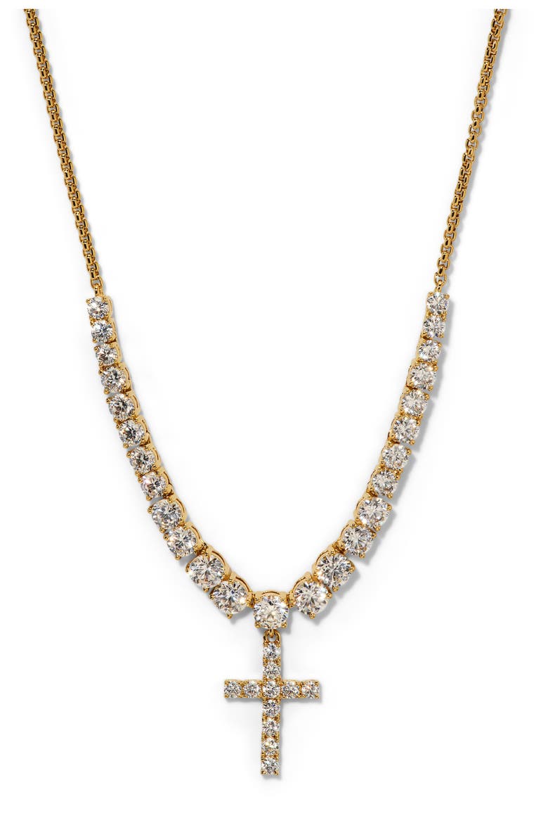 Astrid Cross Frontal Necklace, Main, color, GOLD