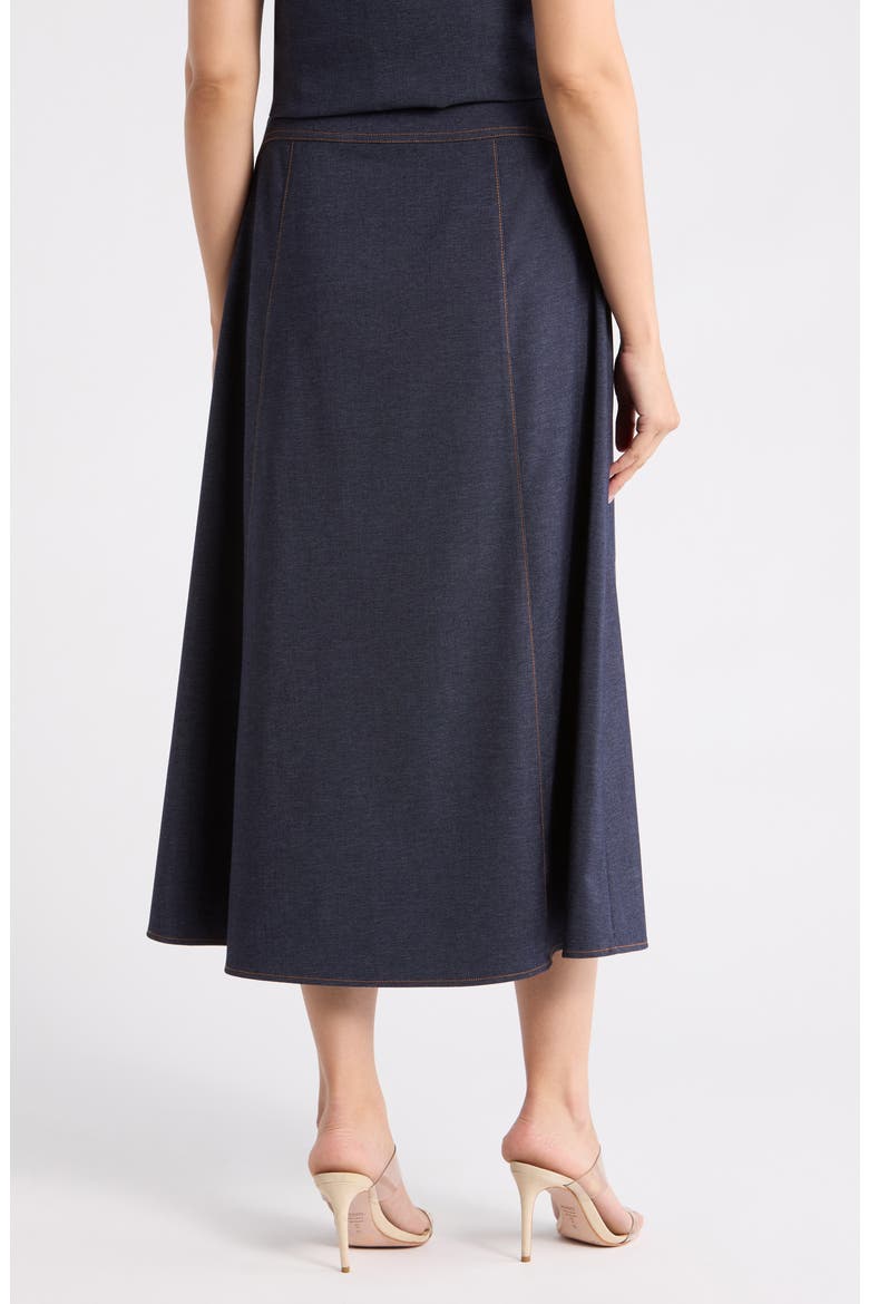 Belted Button Down Midi Skirt, Alternate, color, INDIGO BLUE