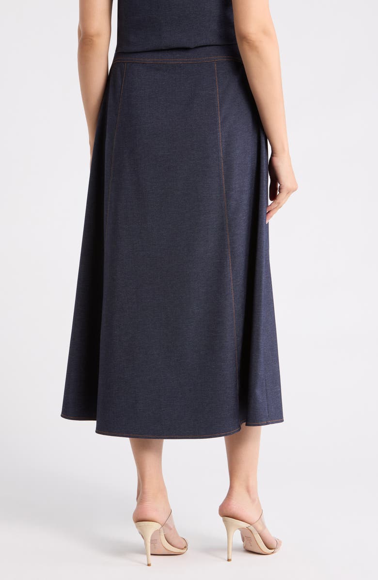 Gemma + Jane Belted Button Down Midi Skirt, Alternate, color, Indigo Blue