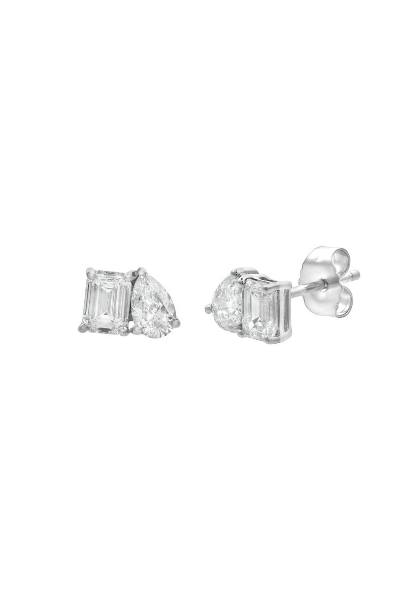 Valessa 14K Gold Lab Grown Diamond Toi Et Moi Earrings - 0.75 Ct, Main, color, 14K White Gold