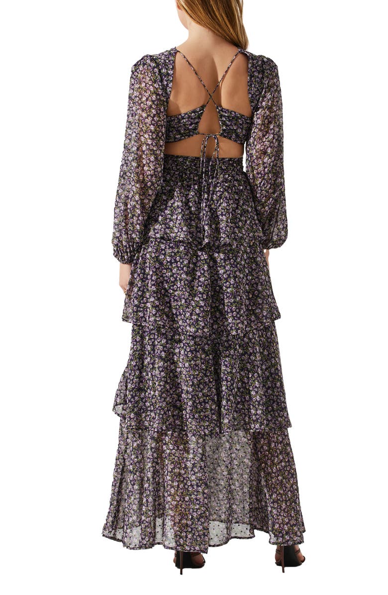 ASTR the Label Anora Floral Long Sleeve Dress, Alternate, color, Purple Ditsy