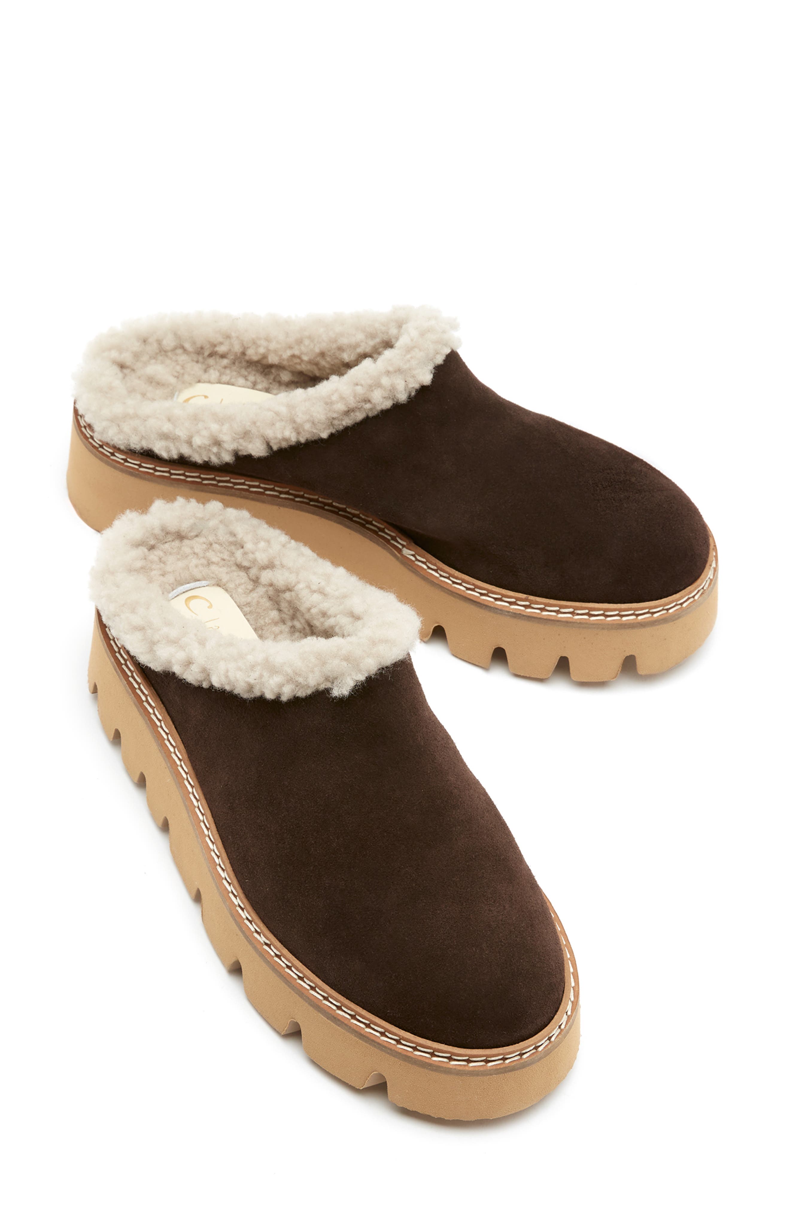 Era Genuine Shearling Mule, Alternate, color, BRUNETTE SUEDE