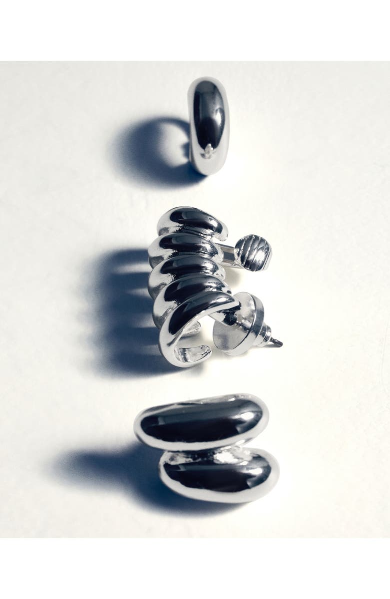 MANGO x Kaia Gerber Set of 3 Combed Earrings, Alternate, color, Silver