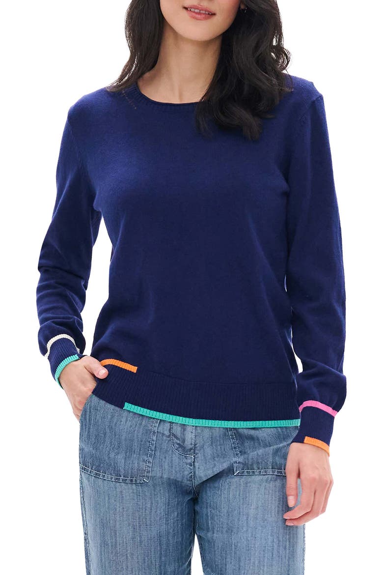 Eden Crewneck Cotton & Cashmere Sweater, Main, color, PATRIOT BLUE