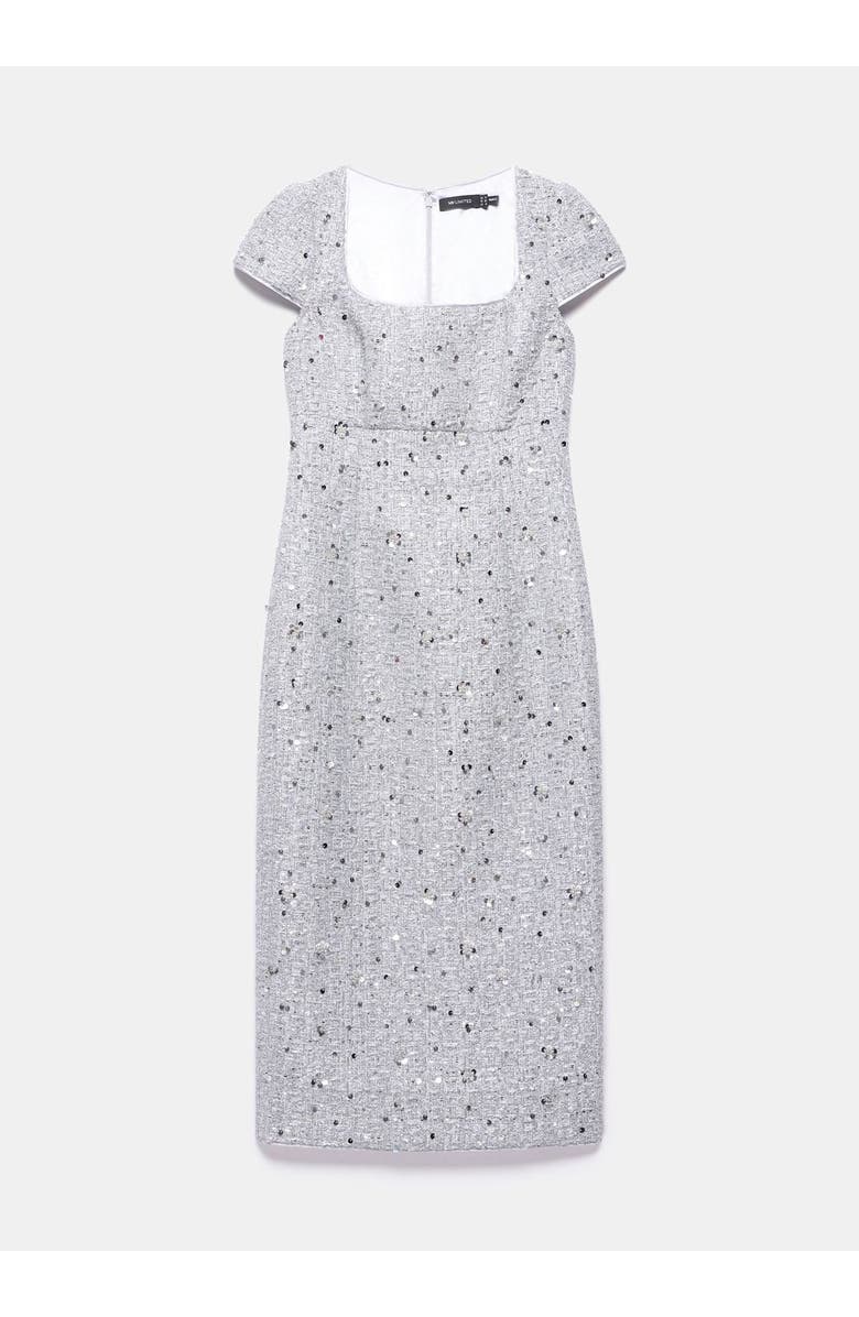 MINT VELVET Boucle Sequin Midi Dress, Alternate, color, Silver