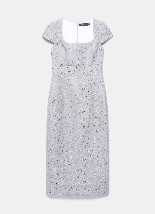 Mint Velvet Boucle Sequin Midi Dress In Gray